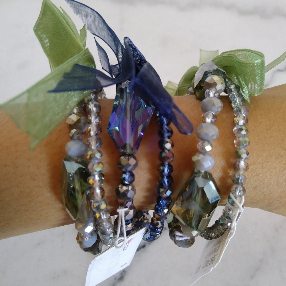 Ethel & Myrtle Set of 3 Bracelets in Olive & Navy